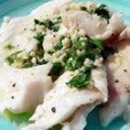 Grilled Halibut with Cilantro Garlic Butter
