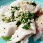 Grilled Halibut with Cilantro Garlic Butter