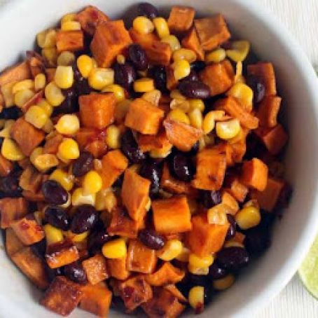Roasted Sweet Potato, Black Bean and Corn Salad