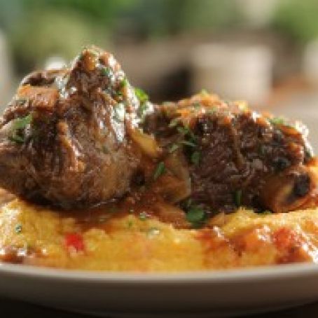 Hearty Beef Short Ribs with Creamy Red Pepper Polenta