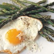 Roasted Asparagus with Fried Eggs & Parmesan