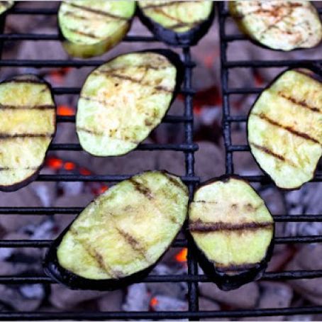 GRILLED EGGPLANT w/TOMATOES & FETA
