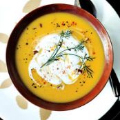 Gingered Butternut Squash Soup with Spicy Pecan Cream