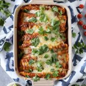 Cheesy Pork Enchiladas with 10 Minute Smoky Enchilada Sauce