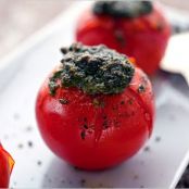 BAKED TOMATOES w/ARUGULA PESTO