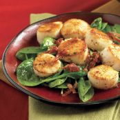 Spinach Salad w/Pan-Seared Scallops and Cider Dressing