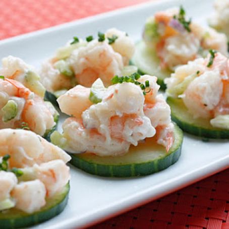 Shrimp Salad on Cucumber Slices