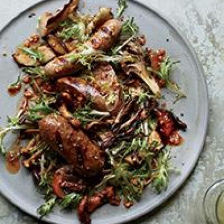 Grilled Mushrooms and Sausages with Pimentón Vinaigrette