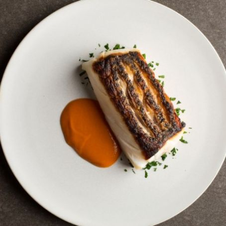Crispy Pan-Seared Fish with Piquillo Pepper Sauce