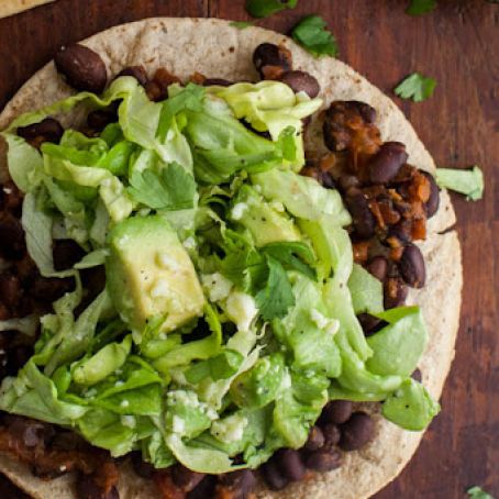 BLACK****Black Bean Tostadas with Avocado Salad