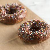 Baked Bourbon Chocolate Glazed Doughnuts
