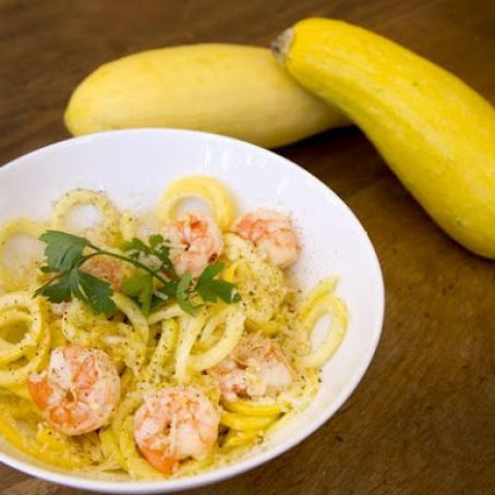Yellow Crookneck Squash Shrimp Scampi
