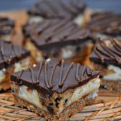 COOKIE DOUGH CHEESECAKE BARS TOPPED WITH A CHOCOLATE GLAZE!