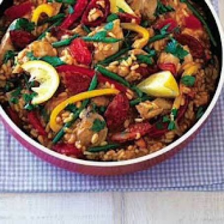 Chicken and chorizo paella