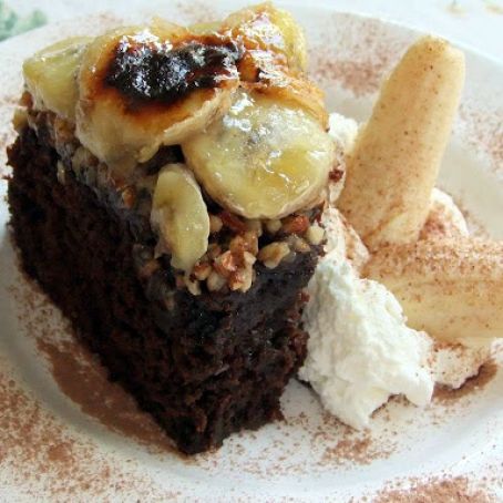 Devil's Food Cake With Caramelized Bananas