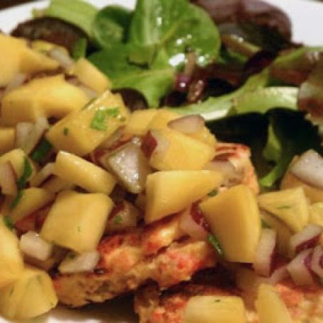 Salmon Cakes with Mango and Cilantro Salsa