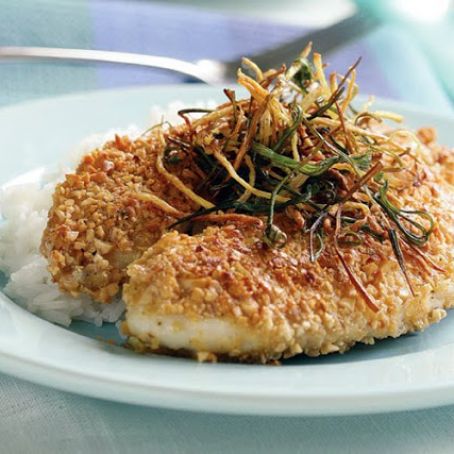 Peanut-Crusted Tilapia with Frizzled Ginger and Scallions