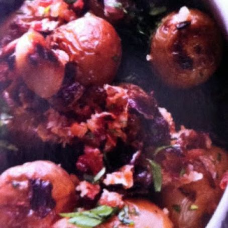 Veggies: Roasted New Potatoes, with Red Onion, Garlic, and Pancetta