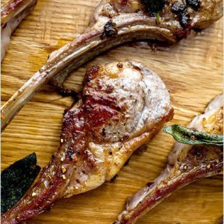 SEARED LAMB CHOPS w/ANCHOVY, CAPERS & SAGE