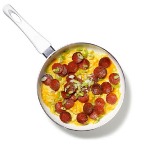 Pepperoni and Cheese Scrambled Eggs