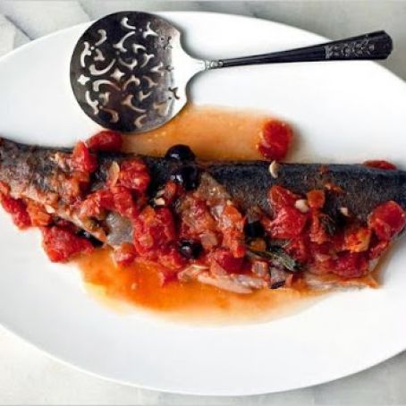 BAKED TROUT w/TOMATOES & OLIVES