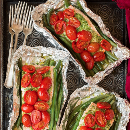 Salmon and Italian Veggies in Foil