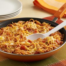 Enchilada Chicken Spaghetti Skillet