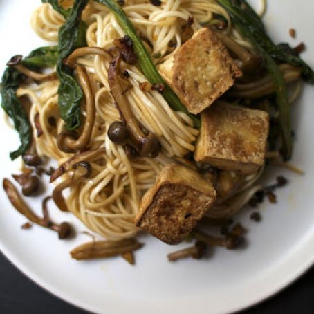 Spicy Udon Noodles with Peppercorn Mushrooms Chinese Broccoli
