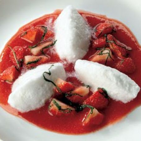 Floating Islands with Strawberries and Mint