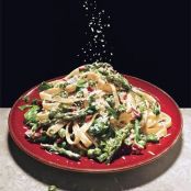 FETTUCCINE w/PEAS, ASPARAGUS & PANCETTA