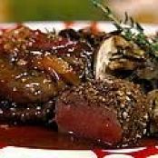 Steaks with Peppercorn Melange and Sweet Onion Marmalade