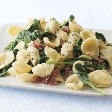 Creamy Orecchiette with Spinach and Prosciutto