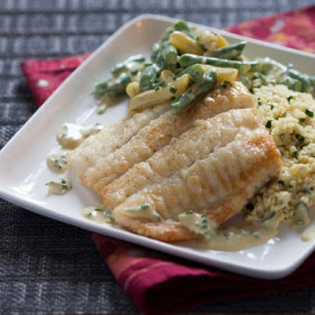 Seared Flounderwith Yellow & Green Bean Salad over Millet