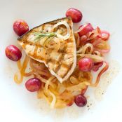 Grilled Swordfish with Sautéed Grapes and Sweet Onions