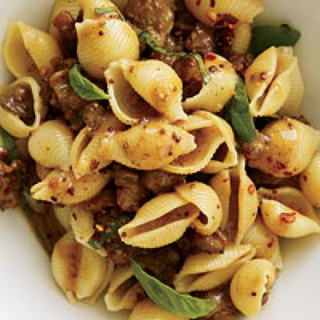 Pasta with Sausage, Basil and Mustard