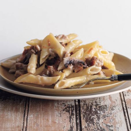 Sausage and Mushroom Penne Gratin