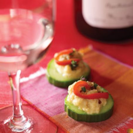 Cucumber Slices with Chickpea Puree and Thyme