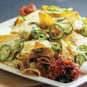 Cheesy Nachos with Guacamole and Salsa