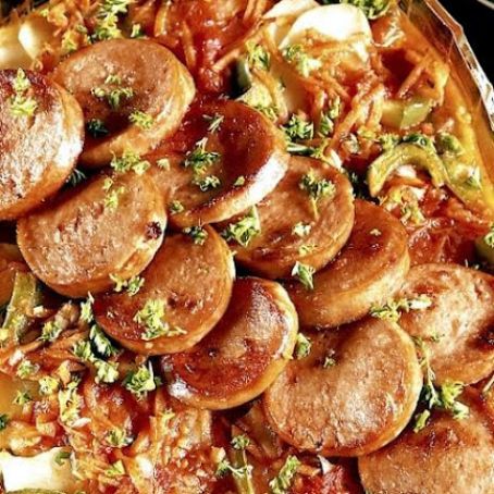 Grönsaksgratäng med korv