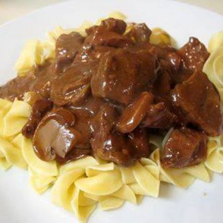 Baked Beef Tips and Noodles