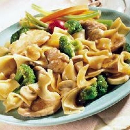 PORK, BROCCOLI AND NOODLE SKILLET