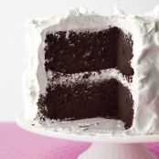 Devils' Food Cake with Fluffy White Icing