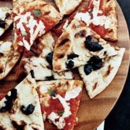 Grilled Margherita and Olive-Fontina Pizza