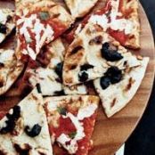 Grilled Margherita and Olive-Fontina Pizza