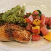 Salmon with Mango Chutney and Broccoli