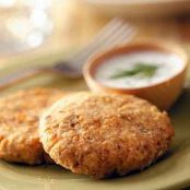 Salmon Patties and Dill Sauce