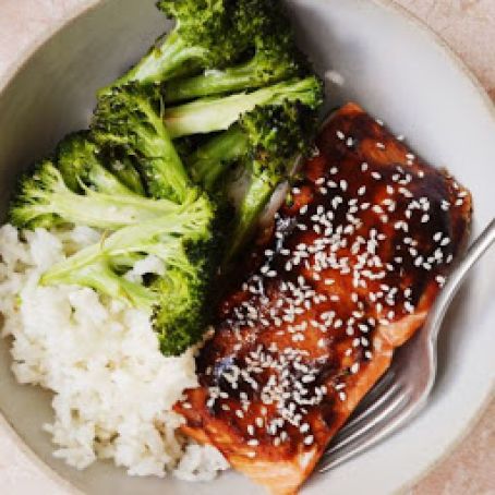 Hoisin-Glazed Salmon with Broccoli and Sesame Rice
