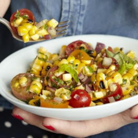 Charred Corn Salad with Basil Vinaigrette
