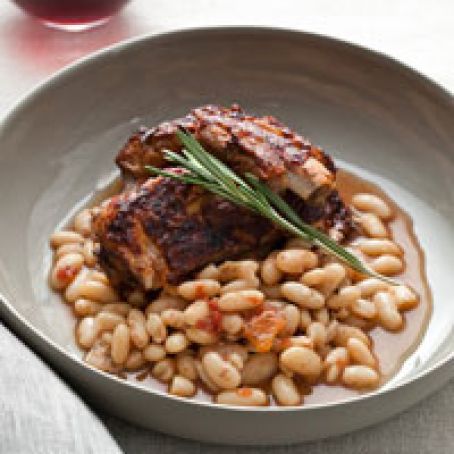Slow Cooker Glazed Pork Ribs with White Beans
