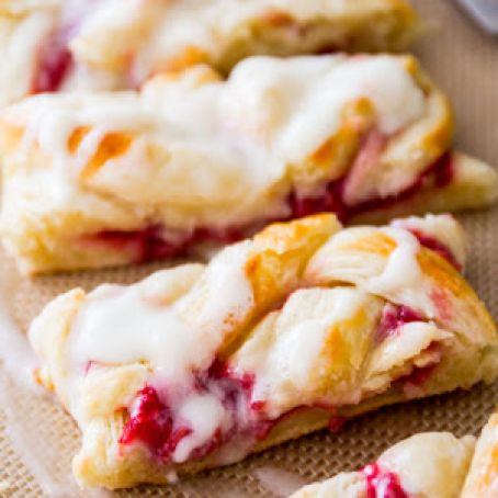 Iced Raspberry Danish Braids